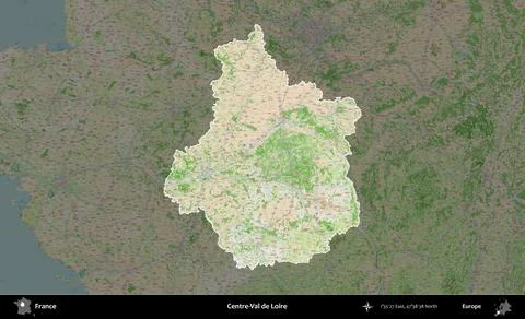 Centre-Val de Loire highlighted, France. OpenStreetMap French Stock Illustration