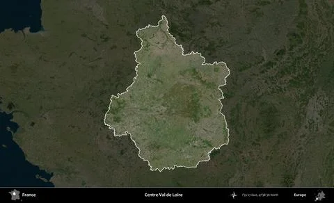 Centre-Val de Loire highlighted, France. Satellite B Illustrazione stock