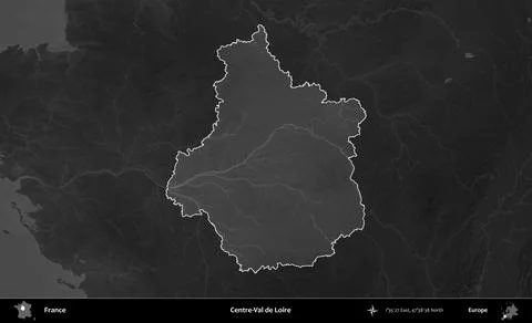 Centre-Val de Loire highlighted, France. Grayscale Stock-Illustration