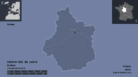 Centre-Val de Loire location. France. Administrative map Stock Footage 135326863