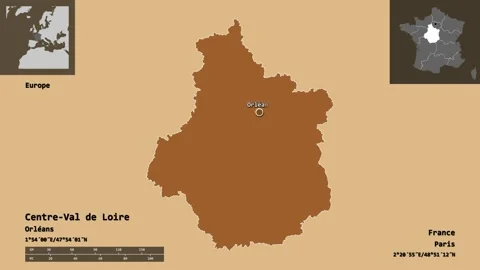 Centre-Val de Loire location. France. Solid patterned map Stock Footage 135326932