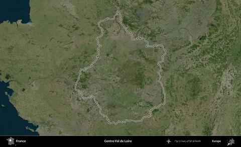 Centre-Val de Loire outlined, France. Satellite B Stock Illustration