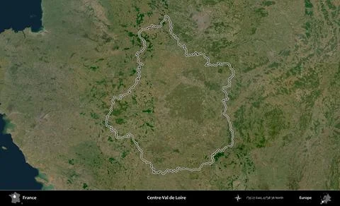 Centre-Val de Loire outlined, France. Satellite A Stock-Illustration
