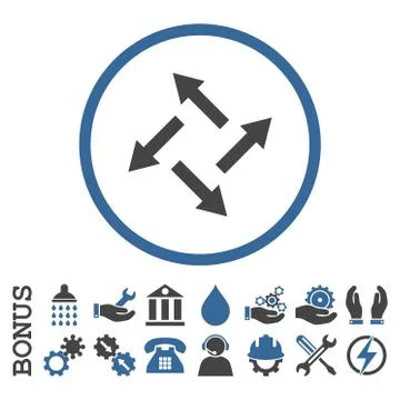 Centrifugal Arrows Flat Rounded Vector Icon With Bonus Stock Illustration