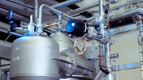 Centrifuge, separator in a brewery. Stock Footage 123400366