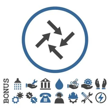 Centripetal Arrows Flat Rounded Vector Icon With Bonus Stock Illustration