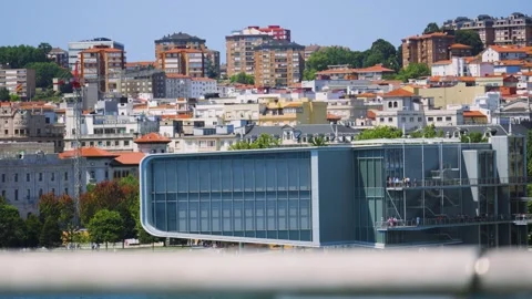 Centro Botín Art Gallery Building in Santander Surrounding by Buildings and Vídeos de archivo 345919583