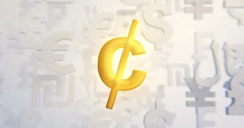 Cents Currency Loop in a 3D animation Stock Footage 251456302
