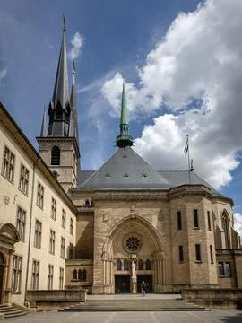 The centuries-old Catholic cathedral is the episcopal church of Luxembourg Ci Stock Photos