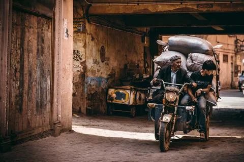 The centuries-old Kashgar Old Town is located in the center of Kashgar. Stock Photos