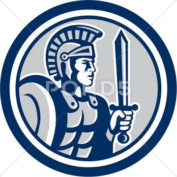Centurion roman soldier sword retro Stock Illustration