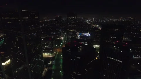 Century city towers trucking shot drone night lights Stock Footage