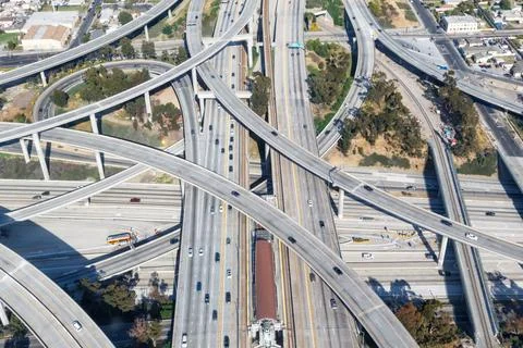 Century Harbor Freeway interchange intersection junction Highway Los Angeles  Stock Photos