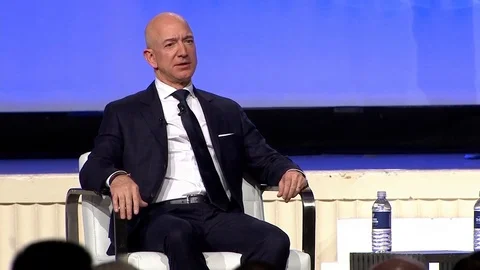 CEO Bezos and Gen Spencer discuss about leadership and space industry - 2018 Stock Footage 101901138