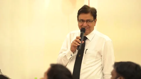 CEO of a company giving a motivational speech at the Office Awards function 스톡 동영상 166345213