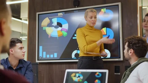 CEO making presentation and introducing newly comer Stock Footage 132818146