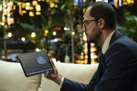 CEO using artificial intelligence for business workflow and productivity 스톡 사진