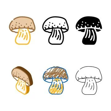 Cep mushroom color icon vector styleset Stock Illustration