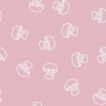 Cep mushroom line vector seamless pattern 스톡 일러스트
