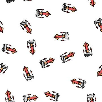 Cephalopod squid ocean vector seamless pattern Illustrazione stock