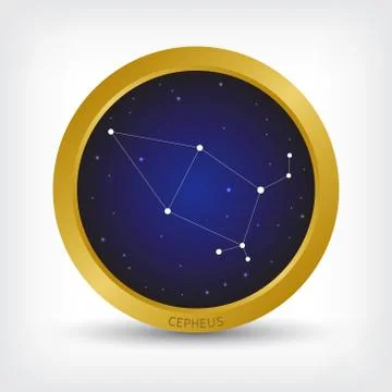 Cepheus constellation in golden circle Illustrazione stock