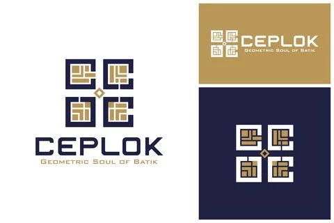 Ceplok batik geometric square grid logo bundle for contemporary fashion brand. Stock Illustration