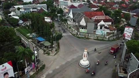 Cepu monument intersection aerial view Stock Footage 267348890