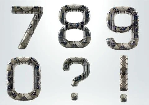 Ceramic Alphabet - 3D Illustrations - Numbers and Punctuation marks Stock Illustration