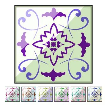 Ceramic arabic mosaic tile cartoon vector graphic Stock Illustration