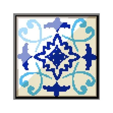 Ceramic arabic mosaic tile pixel art vector illustration Stock Illustration