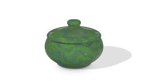 Ceramic Ashtray with Lid on a White Floor. Stylized Smoking Ashtray 3D. 4K Stock Footage 309619753