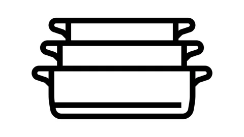 Ceramic baking dish kitchen cookware line icon animation Stock Footage 326135909