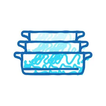 Ceramic baking dish kitchen cookware icon doodle illustration Stock Illustration