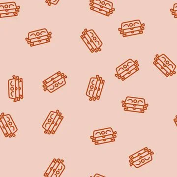 Ceramic baking dish kitchen cookware line vector seamless pattern Stock Illustration