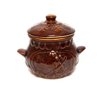 Ceramic baking pot isolated on white background Fotos de archivo