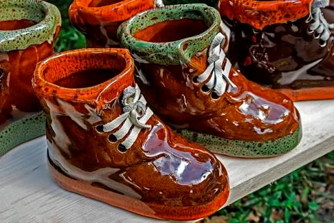 Ceramic boots Stock Photos
