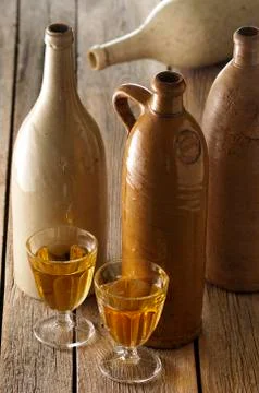 Ceramic Bottles and Cider Stock Photos
