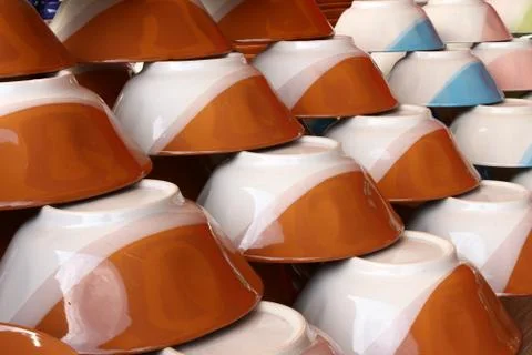 Ceramic bowl background Stock Photos