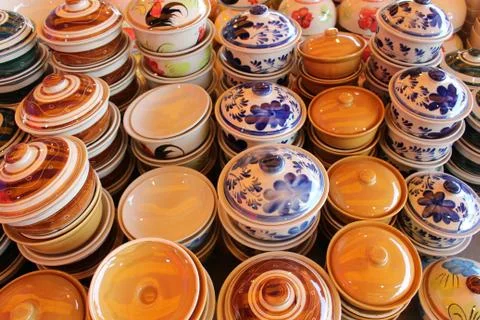 Ceramic bowl background Stock Photos