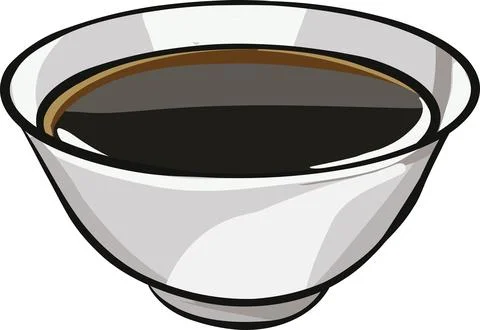 Ceramic Bowl with Dark Liquid Content Stock Illustration