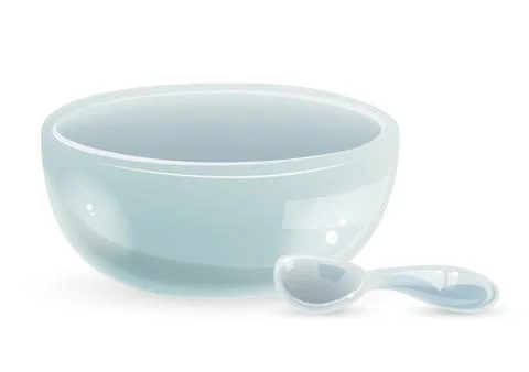 Ceramic bowl &amp; spoon Stock Illustration