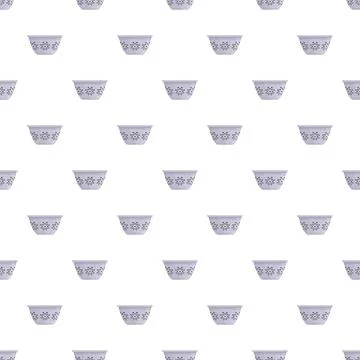 Ceramic bowls pattern creating seamless kitchenware background Illustrazione stock