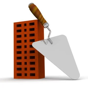 Ceramic brick and trowel Stock Illustration