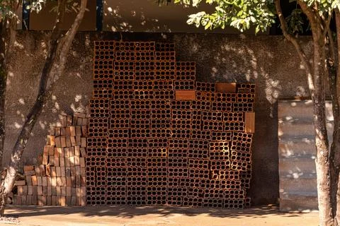 Ceramic bricks for building construction Foto stock