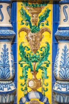 Ceramic Bridge inside Plaza de Espana in Seville, Spain. Stock Photos