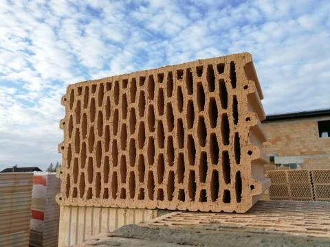 Ceramic building block close up in constructions Stock Photos