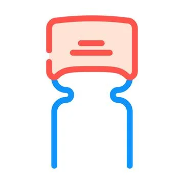 Ceramic capacitor electronic component color icon vector illustration Illustrazione stock