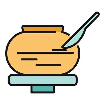 Ceramic clay pot on a pottery wheel with tool Stock Illustration