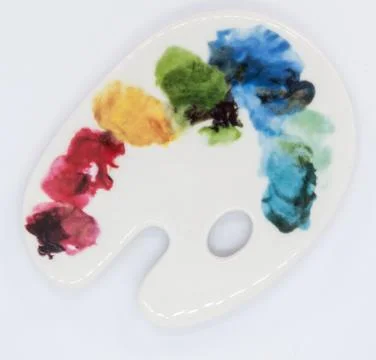 Ceramic coaster in the shape of a paint pallet Stock Photos