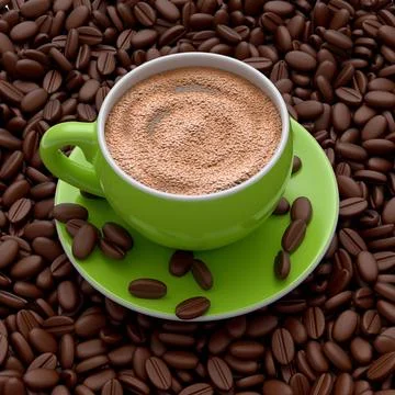 Ceramic coffee cup with coffee beans for americano, espresso, mocha, latte Illustrazione stock